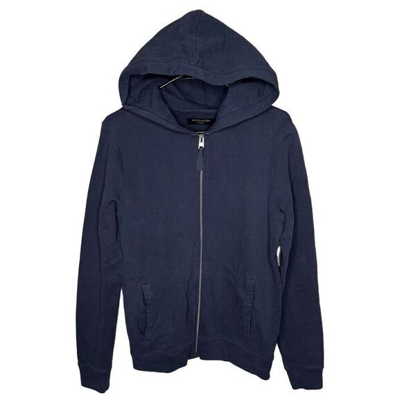 All Saints Navy Full Zip Hoodie XS - Picture 1 of 5
